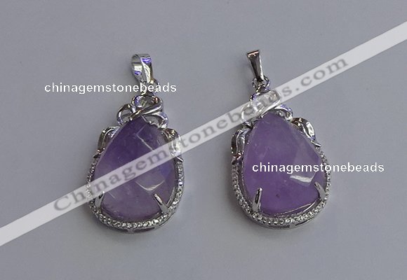 NGP6608 22*30mm faceted teardrop light amethyst gemstone pendants