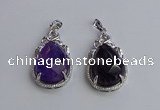 NGP6609 22*30mm faceted teardrop amethyst gemstone pendants