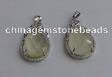 NGP6611 22*30mm faceted teardrop lemon quartz gemstone pendants