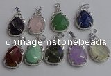 NGP6626 22*30mm faceted teardrop mixed gemstone pendants