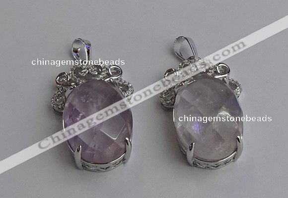 NGP6628 18*25mm faceted oval white crystal gemstone pendants
