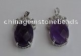 NGP6631 18*25mm faceted oval amethyst gemstone pendants