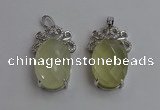 NGP6633 18*25mm faceted oval lemon quartz gemstone pendants