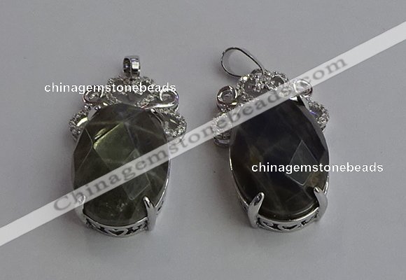 NGP6640 18*25mm faceted oval labradorite gemstone pendants