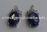 NGP6643 18*25mm faceted oval lapis lazuli gemstone pendants