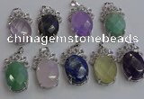 NGP6645 18*25mm faceted oval mixed gemstone pendants wholesale