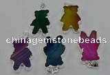 NGP6658 22*38mm Animal or V-shaped agate gemstone pendants