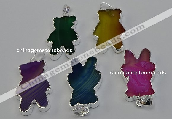 NGP6658 22*38mm Animal or V-shaped agate gemstone pendants