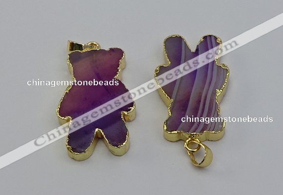 NGP6661 22*38mm Animal or V-shaped agate gemstone pendants