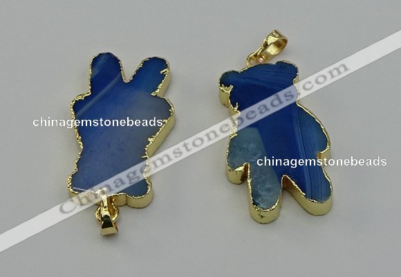 NGP6663 22*38mm Animal or V-shaped agate gemstone pendants