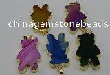 NGP6666 22*38mm Animal or V-shaped agate gemstone pendants