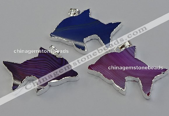 NGP6675 28*42mm - 30*45mm dolphin agate gemstone pendants