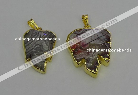 NGP6687 20*25mm - 25*30mm leaf agate gemstone pendants wholesale