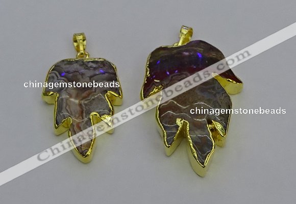 NGP6689 25*30mm - 30*40mm leaf agate gemstone pendants wholesale