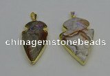 NGP6693 20*35mm - 30*45mm arrowhead agate gemstone pendants