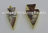 NGP6695 20*40mm - 25*45mm arrowhead agate gemstone pendants