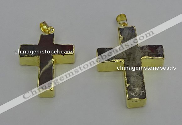 NGP6707 25*30mm - 30*40mm cross agate gemstone pendants