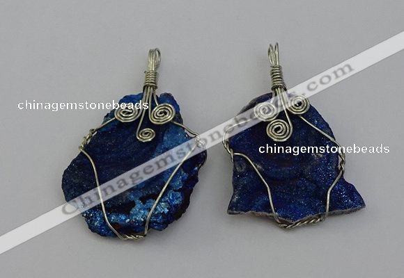 NGP6719 30*40mm - 40*55mm freeform plated druzy agate pendants