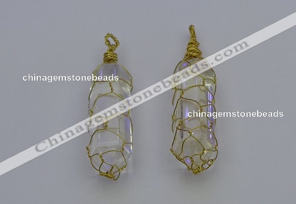 NGP6730 13*40mm sticks white crystal gemstone pendants wholesale