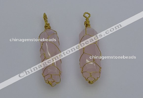 NGP6731 13*40mm sticks rose quartz gemstone pendants wholesale