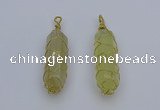 NGP6739 13*40mm sticks lemon quartz gemstone pendants wholesale