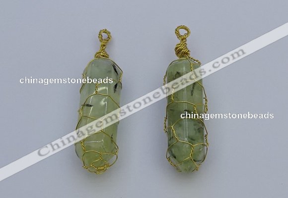 NGP6741 13*40mm sticks green rutilated quartz gemstone pendants