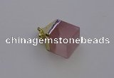 NGP6761 15*22mm cube rose quartz gemstone pendants wholesale