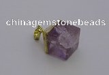 NGP6765 15*22mm cube light amethyst gemstone pendants wholesale