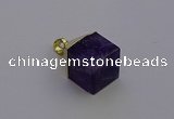 NGP6766 15*22mm cube amethyst gemstone pendants wholesale