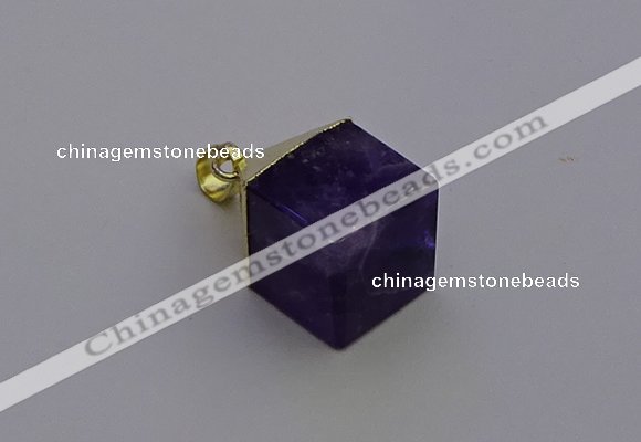 NGP6766 15*22mm cube amethyst gemstone pendants wholesale