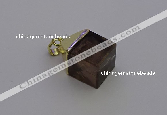 NGP6768 15*22mm cube smoky quartz pendants wholesale