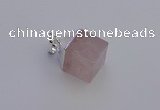 NGP6781 15*22mm cube rose quartz gemstone pendants wholesale