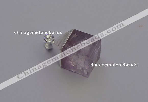 NGP6785 15*22mm cube light amethyst gemstone pendants wholesale