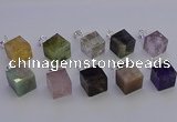NGP6799 15*22mm cube mixed gemstone pendants wholesale