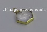 NGP6800 24*25mm hexagon white crystal gemstone pendants wholesale