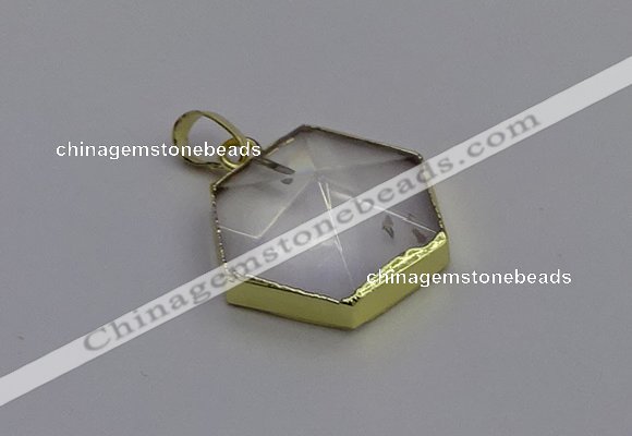 NGP6800 24*25mm hexagon white crystal gemstone pendants wholesale