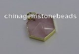 NGP6801 24*25mm hexagon rose quartz gemstone pendants wholesale