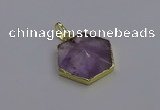 NGP6805 24*25mm hexagon light amethyst gemstone pendants wholesale