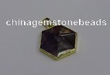 NGP6806 24*25mm hexagon amethyst gemstone pendants wholesale