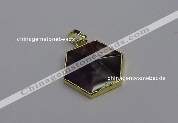 NGP6806 24*25mm hexagon amethyst gemstone pendants wholesale