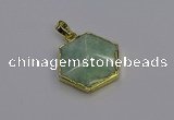 NGP6812 24*25mm hexagon amazonite gemstone pendants wholesale