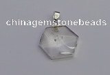 NGP6820 24*25mm hexagon white crystal gemstone pendants wholesale