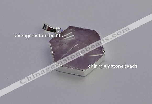 NGP6825 24*25mm hexagon light amethyst gemstone pendants wholesale