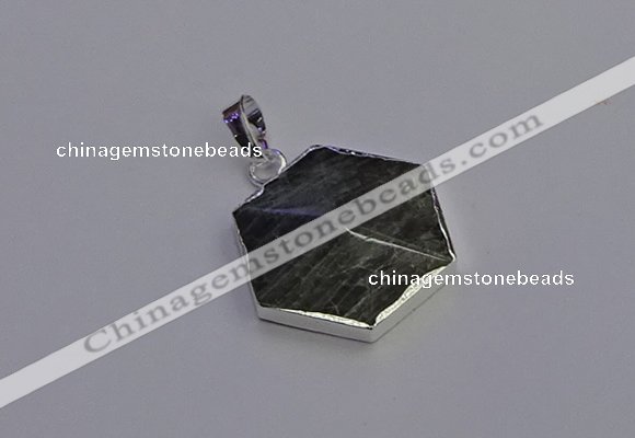 NGP6836 24*25mm hexagon labradorite gemstone pendants wholesale