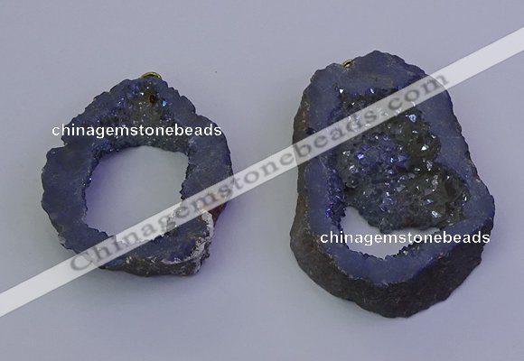 NGP6846 35*45mm - 40*50mm freeform plated druzy agate pendants