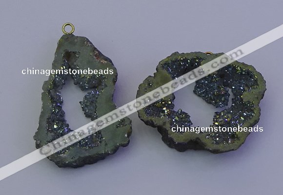 NGP6847 35*45mm - 40*50mm freeform plated druzy agate pendants