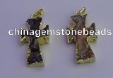 NGP6852 15*30mm - 18*35mm cross druzy agate pendants