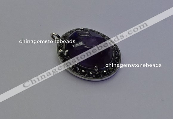 NGP6862 20*25mm oval amethyst gemstone pendants wholesle