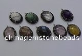 NGP6878 20*25mm oval mixed gemstone pendants wholesle