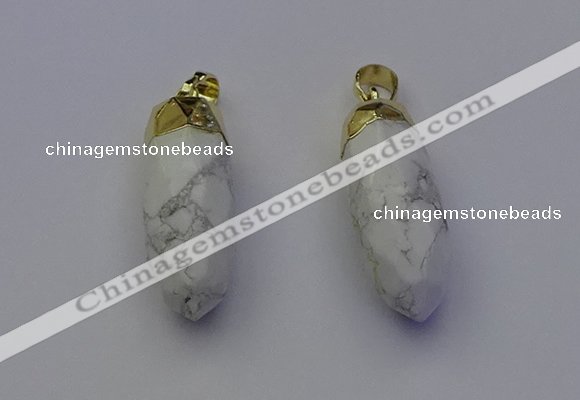 NGP6880 12*30mm - 15*30mm faceted bullet white howlite pendants